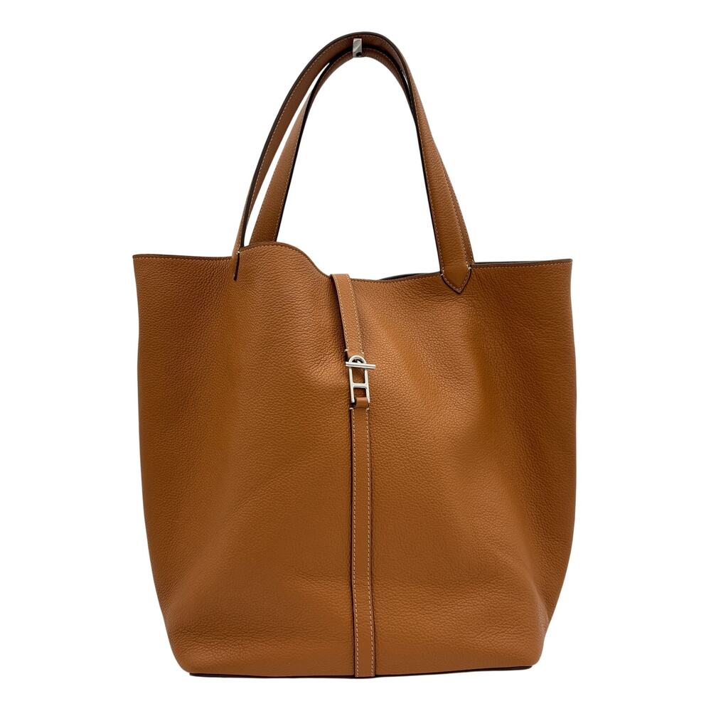 Savette Toggle Calfskin Grained Leather Shoulder Bag 17x12.5